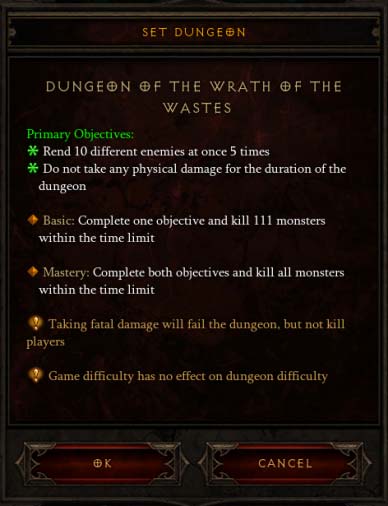 Season Journey Set Dungeon Objectives