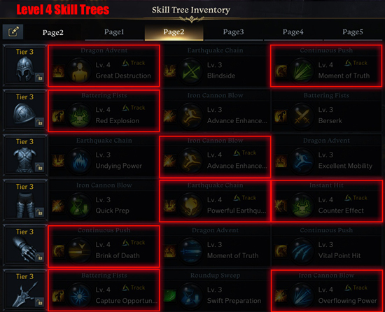 Skill Tree Inventory